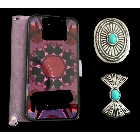 Cast Iron Conchos Turquoise Bows & Ovals PRICE FOR ONE. Discount for More! - Picture 3 of 3